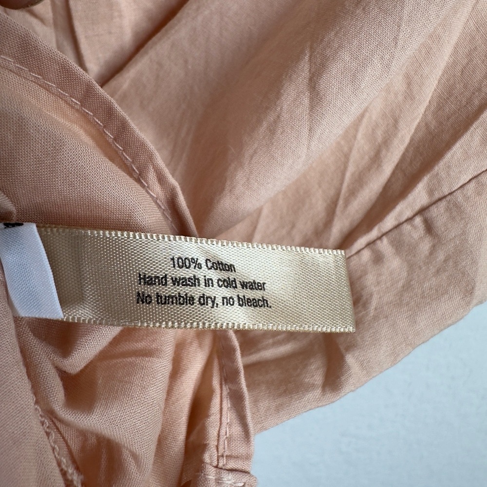 CALI by Cali Dreaming Shirt‎ Womens  L Peach Popover Minimalist Lagenlook Preppy View 5